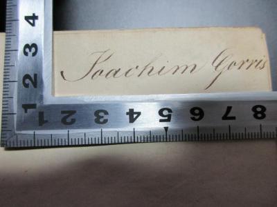 - (Gorris, Joachim), Von Hand: Autogramm; 'Joachim Gorris'. ;
10 M 280&lt;10&gt;-1 : Englisch - deutsch (1801)