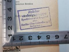 - (Reichsverkehrsgruppe Spedition und Lagerei), Stempel: Name, Ortsangabe; 'Reichs-
verkehrsgruppe 
Spedition und Lagerei
jetzt
Berlin-Charlottenburg 2
Steinplatz 2'. 