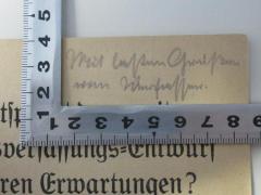 - (Gmelin, Hans ), Von Hand: Widmung; 'Mit besten Grüßen
vom Verfasser'. 