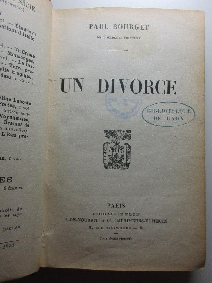 10 X 231 : Un divorce (1904)