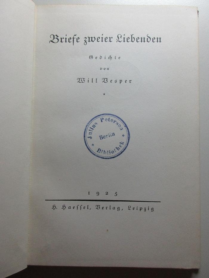 10 X 166&lt;21&gt; : Briefe zweier Liebenden : Gedichte (1925)