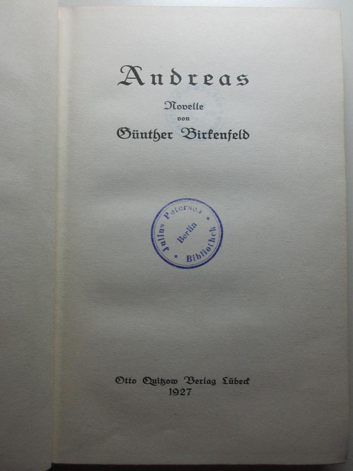 10 X 143 : Andreas : Novelle (1927)