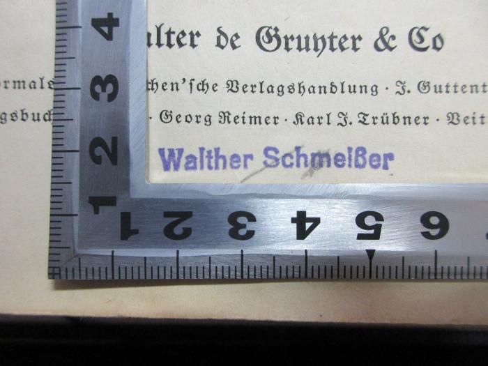 - (Schmeißer, Walther), Stempel: Name; 'Walther Schmeißer'. ;2 C 276 : Aktiengesetz : Kommentar (1939)
