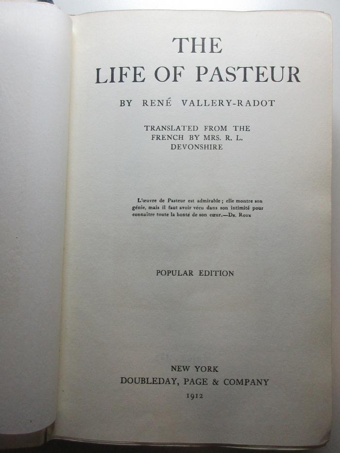 1 R 40 : The life of Pasteur (1912)