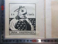 - (Ansprenger, Irma), Etikett: Exlibris, Name, Abbildung; 'Ex libris
Irma Ansprenger'. 