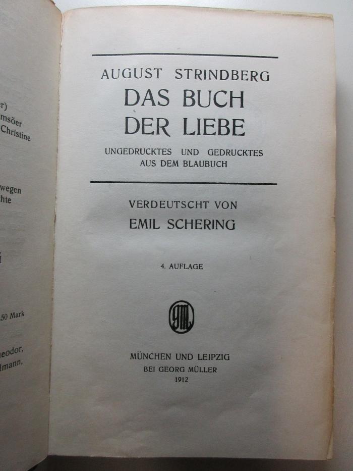 1 Q 17&lt;4&gt;-6,8 : Das Buch der Liebe : Ungedrucktes und Gedrucktes aus dem Blaubuch (1912)