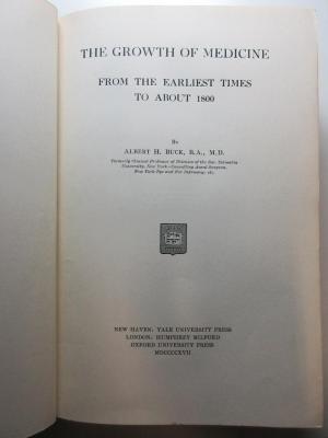 1 R 24 : The growth of medicine from the earliest times to about 1800 (1917)