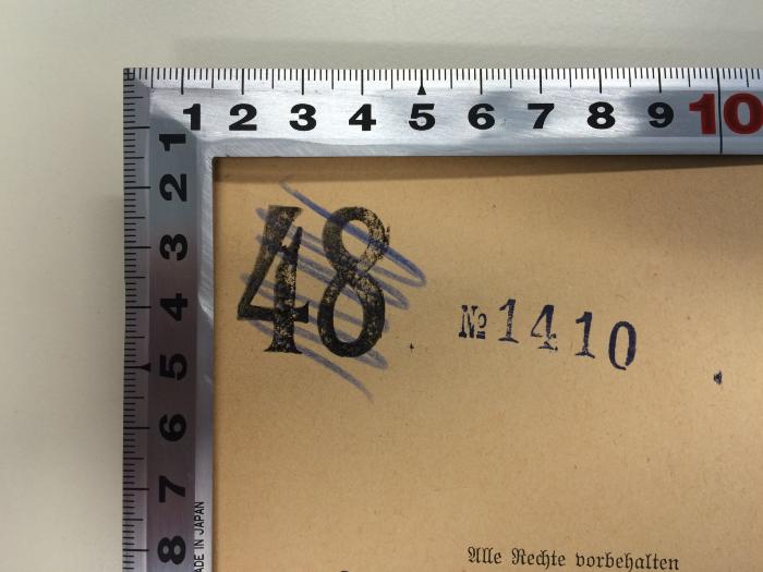 G 4 KAU 18 (ausgeschieden) : Die proletarische Revolution und ihr Programm (1922);- (Berliner Bank Aktiengesellschaft), Stempel: Nummer; 'No 1410'. 