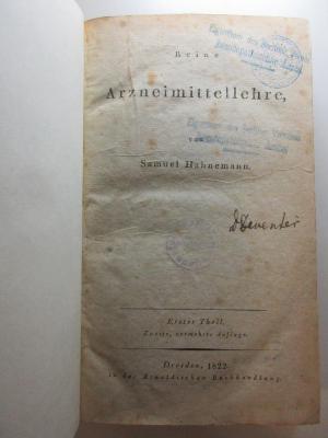4 RH 73&lt;2&gt;-1 : Reine Arzneimittellehre (1822)