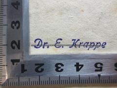 - (Krappe, E.), Stempel: Name; 'Dr. E. Krappe '. 