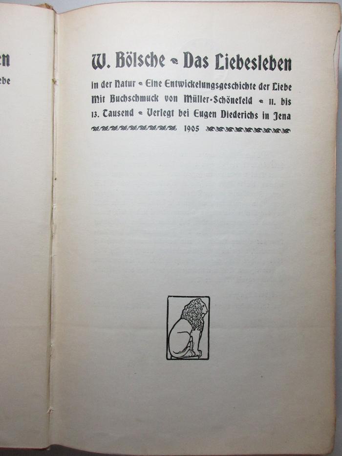 1 S 8&lt;11&gt;-3 : Das Liebesleben in der Natur : eine Entwickelungsgeschichte der Liebe (1905)