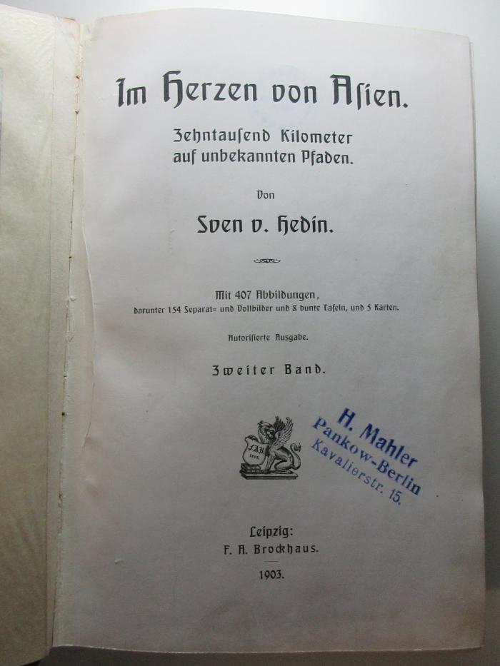 10 X 589-2 : Im Herzen von Asien : zehntausend Kilometer auf unbekannten Pfaden (1903)