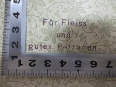 - (Realgym. Oberschule Frankfurt an der Oder), Stempel: Notiz; 'Für Fleiss
und
gutes Betragen.'. 