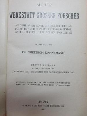 1 S 34&lt;3&gt; : Grundriß einer Geschichte der Naturwissenschaften : zugleich eine Einführung in das Studium der grundlegenden naturwissenschaftlichen Literatur  (1908)