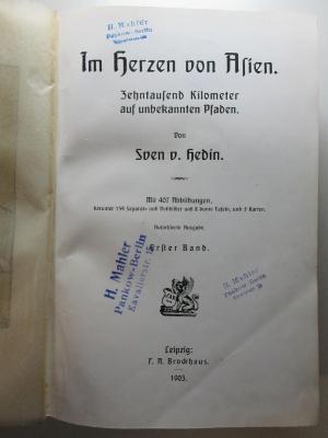 10 X 589-1 : Im Herzen von Asien : zehntausend Kilometer auf unbekannten Pfaden (1903)