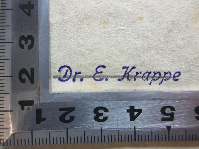 - (Krappe, E.), Stempel: Name; 'Dr. E. Krappe '. ;1 S 75-5 : Biologie, oder Philosophie der lebenden Natur für Naturforscher und Ärzte (1818)