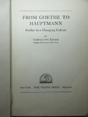 2 L 22 : From Goethe to Hauptmann : studies in a changing culture (1926)