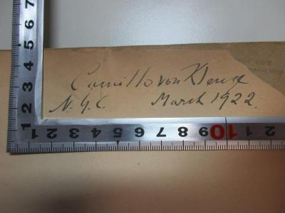 - (Klenze, Camillo von), Von Hand: Autogramm, Initiale, Datum; 'Camillo von Klenze
N.G.C.[?] March 1922.'. ;2 C 54 : Le socialisme au XVIIIe siècle : étude sur les idées socialistes dans les écrivains français du XVIIIe siècle avant la révolution (1895)