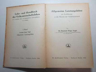 11 D 33-1 : Allgemeine Leistungslehre als Einführung in die Theorie der Volkswirtschaft (1944)