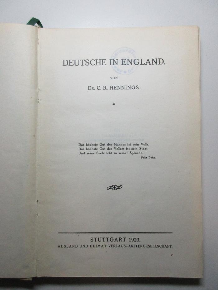 11 F 348 : Deutsche in England (1923)