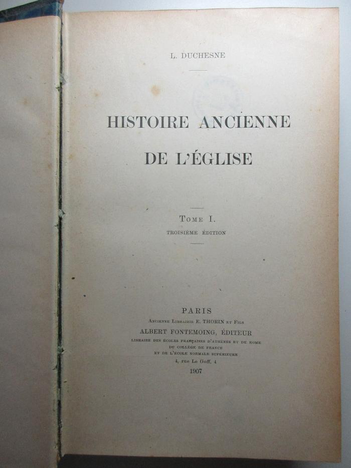 11 B 234&lt;3&gt;-1 : Histoire ancienne de l'Église (1907)