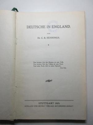 11 F 348 : Deutsche in England (1923)