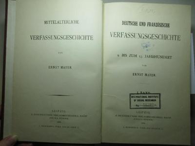 2 C 351-1/2 : Deutsche und französische Verfassungsgeschichte vom 9. bis zum 14. Jahrhundert (1899)