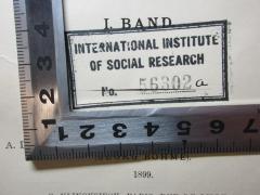 - (International Institute of Social Research), Stempel: Name, Exemplarnummer; 'International Institute 
of Social Research
No. 56302a'. 