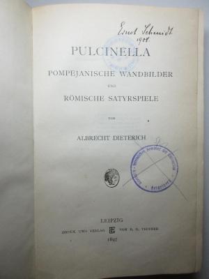11 K 64 : Pulcinella : pompejanische Wandbilder und römische Satyrspiele (1897)