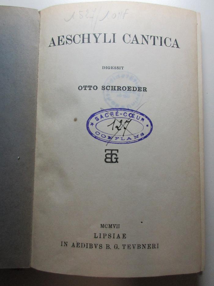 11 K 143 : Aeschyli Cantica (1907)