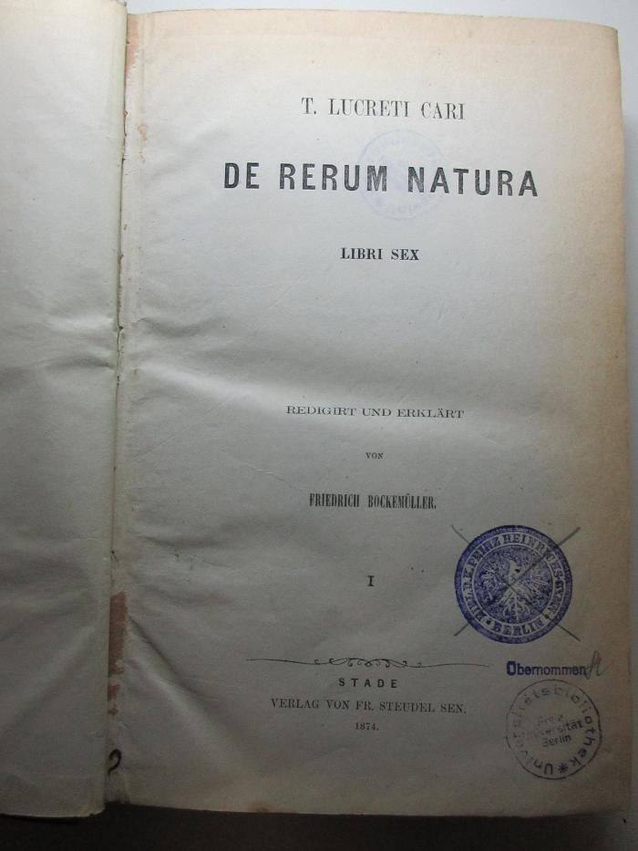 11 K 50-1/2 : De rerum natura libri sex (1874)