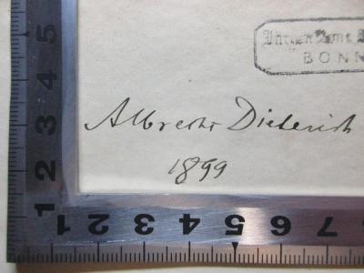 11 K 61 : Das Leben Friedrich Gottlieb Welcker's : nach seinen eigenen Aufzeichnungen und Briefen (1880);- (Dieterich, Albrecht), Von Hand: Autogramm; 'Albrecht Dieterich
1899'. 