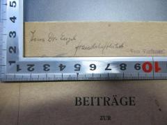 - (Lasson, Georg;Engel, C.), Von Hand: Name, Widmung; 'Herrn Dr. Engel
freundschaftlichst Vom Verfasser[Stempel]'. 