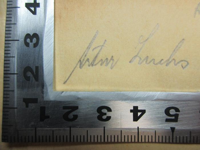 11 I 38 : Das jüdische Element in der Weltliteratur : sieben Vorträge (1924);- (Luchs, Artur), Von Hand: Autogramm; 'Artur Luchs'. 