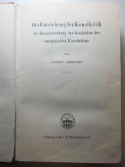 11 H 289-1 : Die Entstehung der Kunstkritik (1915)