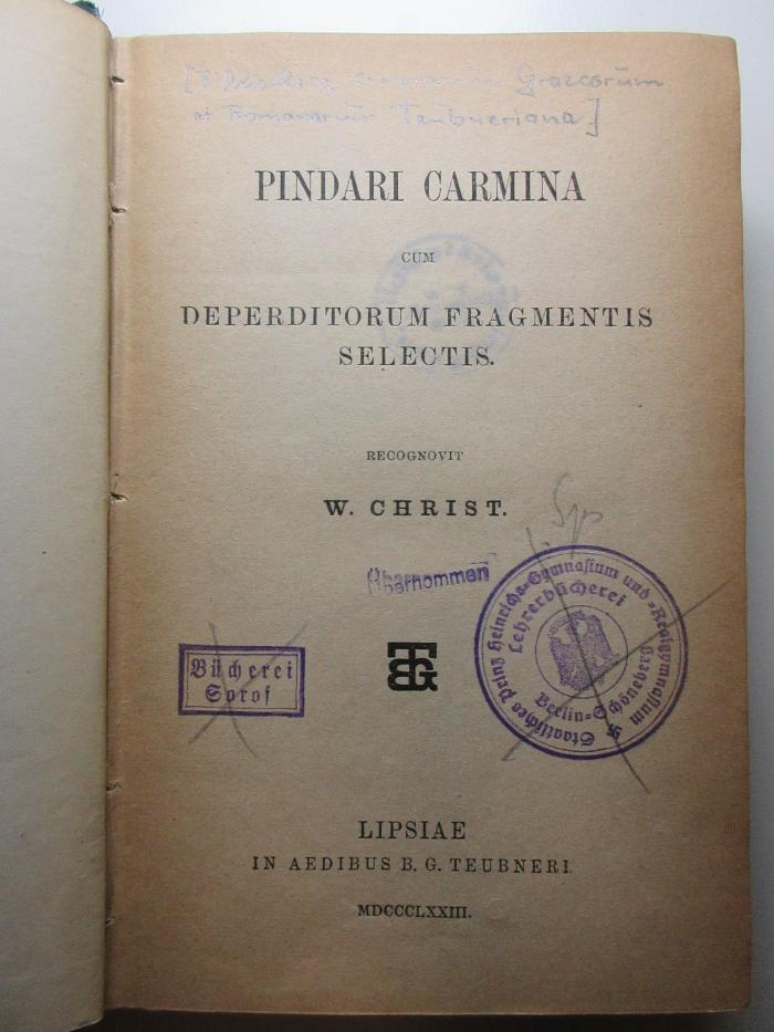 11 K 105 : Carmina : cum deperditorum fragmentis selectis (1873)