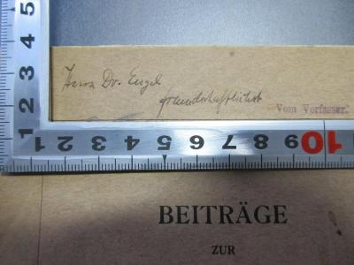 - (Lasson, Georg;Engel, C.), Von Hand: Name, Widmung; 'Herrn Dr. Engel
freundschaftlichst Vom Verfasser[Stempel]'. ;11 G 214-1 : I. Hegels Mitarbeit an der Erlanger Literaturzeitung
II. Kreuz und Rose. Ein Interpretationsversuch (1909)