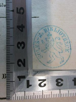 - (Solms-R. Bibliothek), Stempel: Wappen, Name; 'Solms-R. Bibliothek'. ;15 L 267-1 : G. Merkel's sämtliche Schriften (1808)