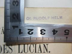- (Helm, Rudolf), Stempel: Name; 'Dr. Rudolf Helm'. 