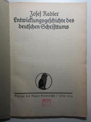 15 L 52 : Entwicklungsgeschichte des deutschen Schrifttums (1914)
