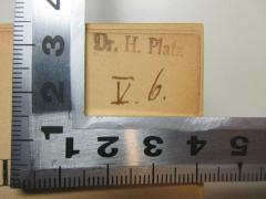 - (Platz, Hermann), Stempel: Name; 'Dr. H. Platz'. 
