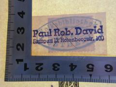 - (David, Paul Rob.), Überklebt: Name; 'Volksbibliothek
Ostheim'. 