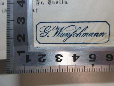 16 B 158 : Hexenspruch und Zauberbann : ein Beitrag zur Geschichte des Aberglaubens in der Provinz Preußen (1870);- (Wunschmann, G.), Stempel: Name; 'G. Wunschmann.'. 