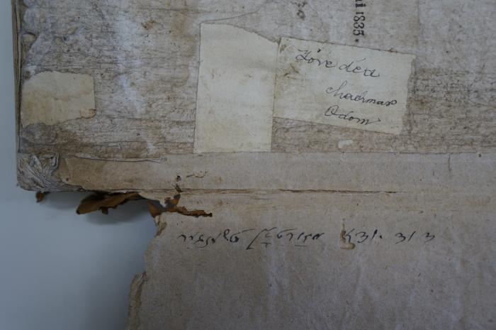 Asch7038 : ספר חכמת אדם (1835);- (unbekannt), Etikett: Motto; 'Hore dea
chachmar
Qdem'. ;- (Morṭon, Daṿid Yuda), Von Hand: Name; 'דוד יודא מארטון טשענגער'. 