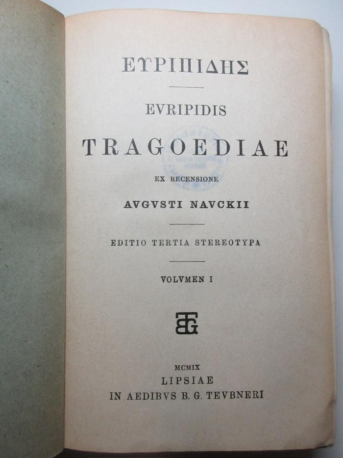 11 K 85&lt;*3&gt;-1 : Euripidis tragoediae superstites et deperditarum fragmenta (1909)