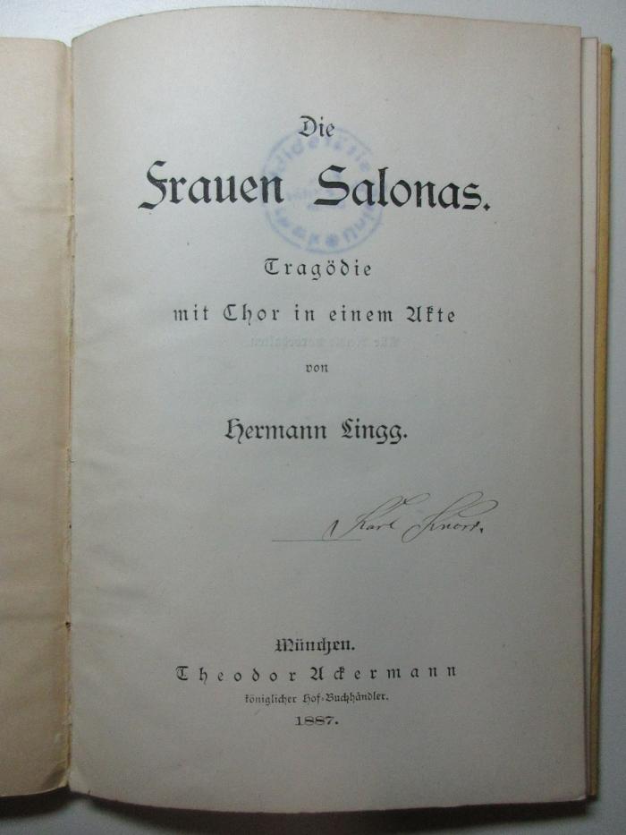 11 L 174 : Die Frauen Salonas : Tragödie mit Chor in einem Akte (1887)