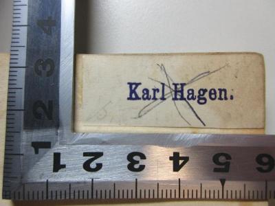 11 L 148-1 : Wilibald's Ansichten des Lebens (1828);- (Hagen, Karl), Stempel: Name; 'Karl Hagen.'. 
