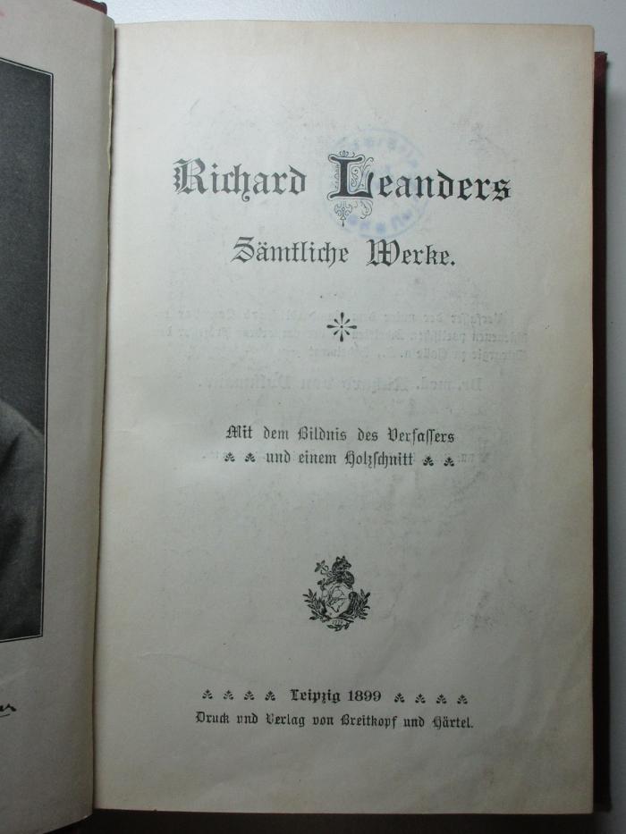 11 L 154 : Richard Leanders Sämtliche Werke (1899)