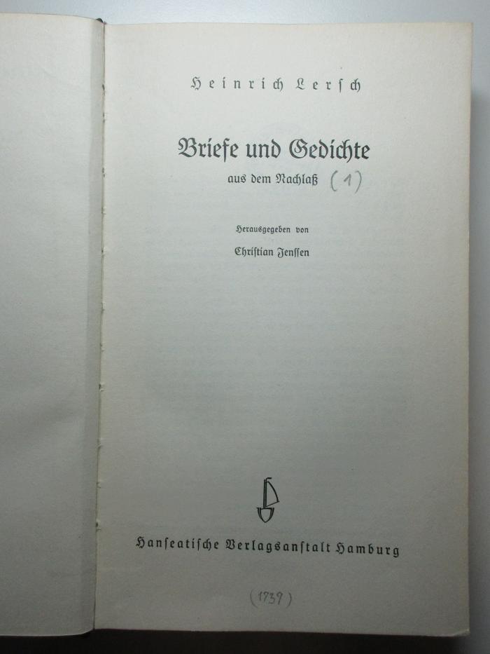 11 L 247-1 : Briefe und Gedichte aus dem Nachlaß (1939)
