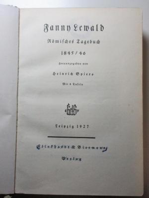 11 L 157 : Römisches Tagebuch : 1845/46 (1927)